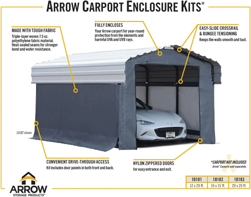 20 x 20 ft. Fabric Carport Enclosure Kit B8919