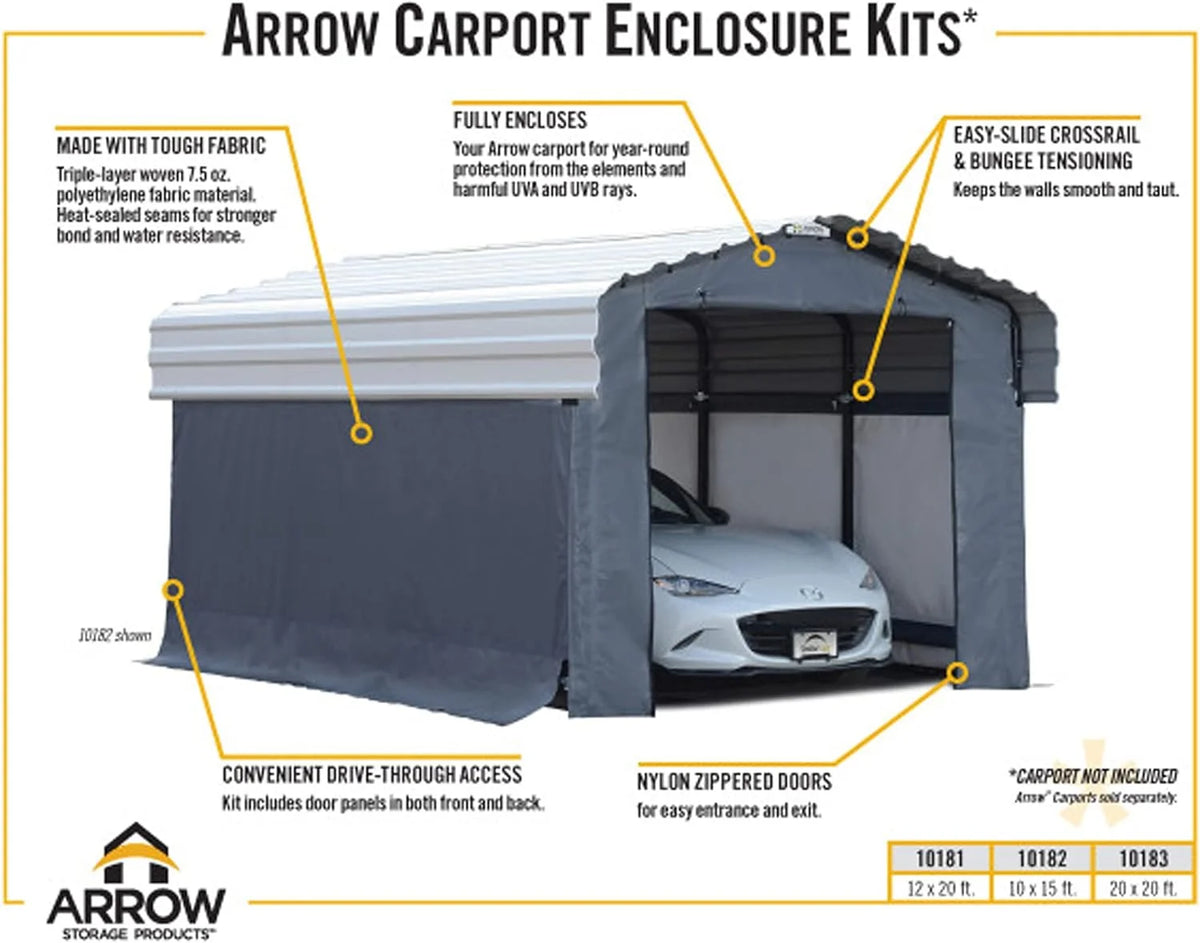 20 x 20 ft. Fabric Carport Enclosure Kit B8919
