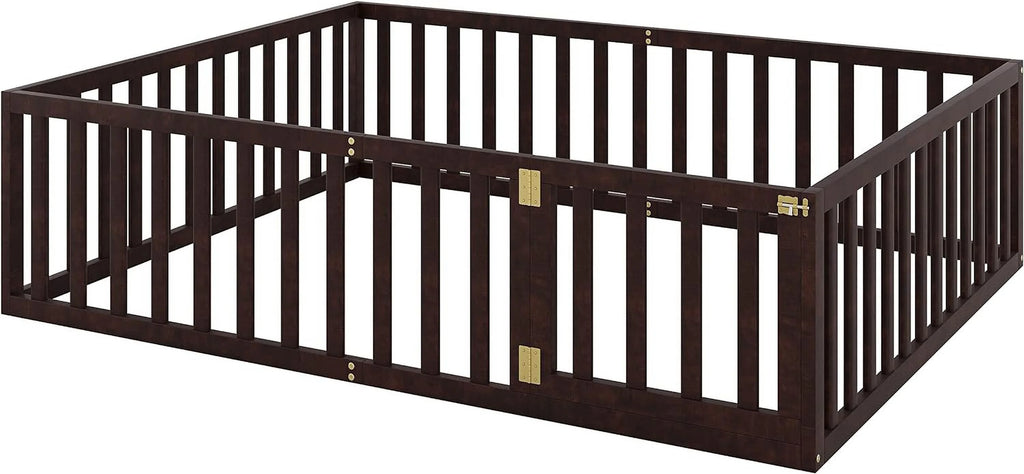 Walnut Wood Queen Floor Bed A1354