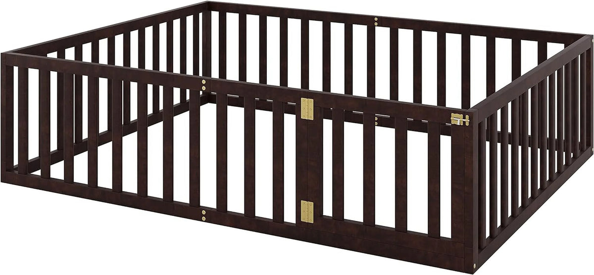 Walnut Wood Queen Floor Bed A1354