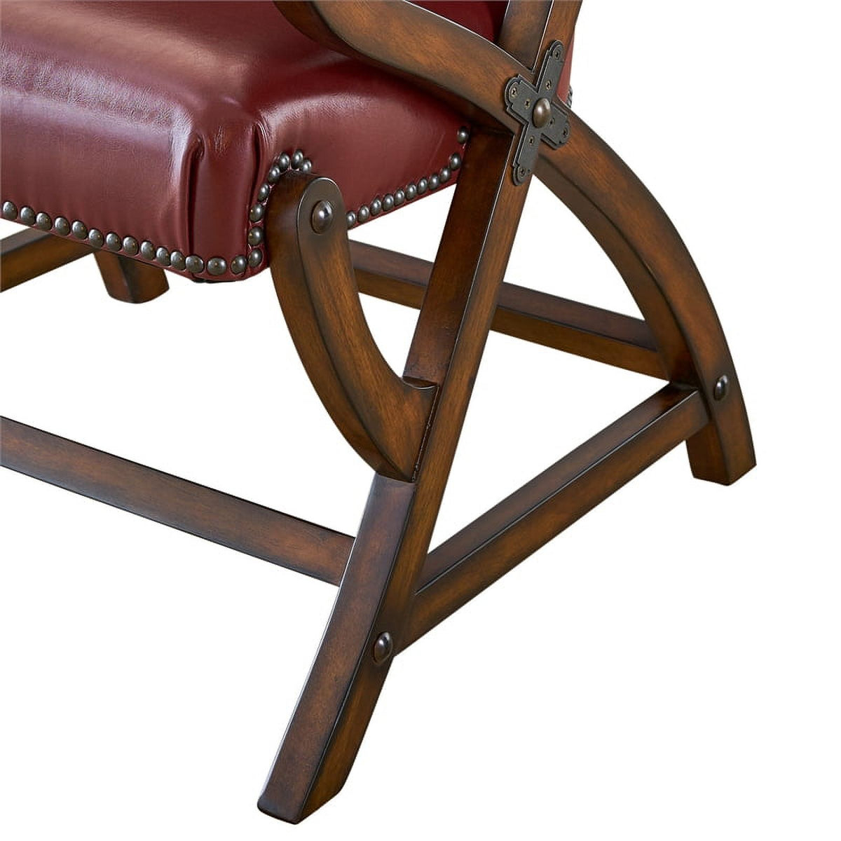 Cherry Finish Leather Chair & Ottoman Set H332736