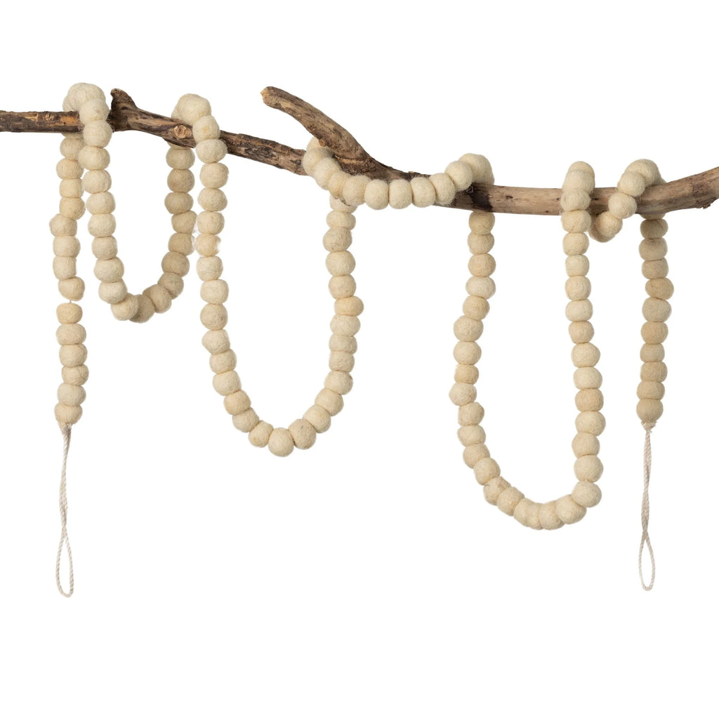 Natural Wool Ball Garland 70"H G89840