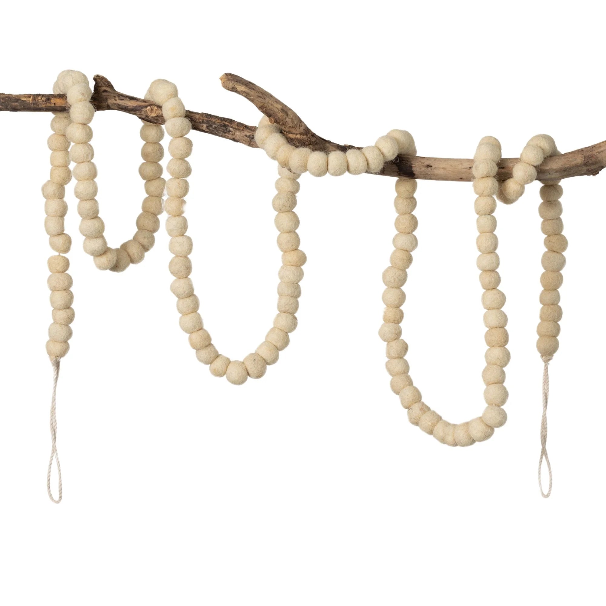 Natural Wool Ball Garland 70"H G89840