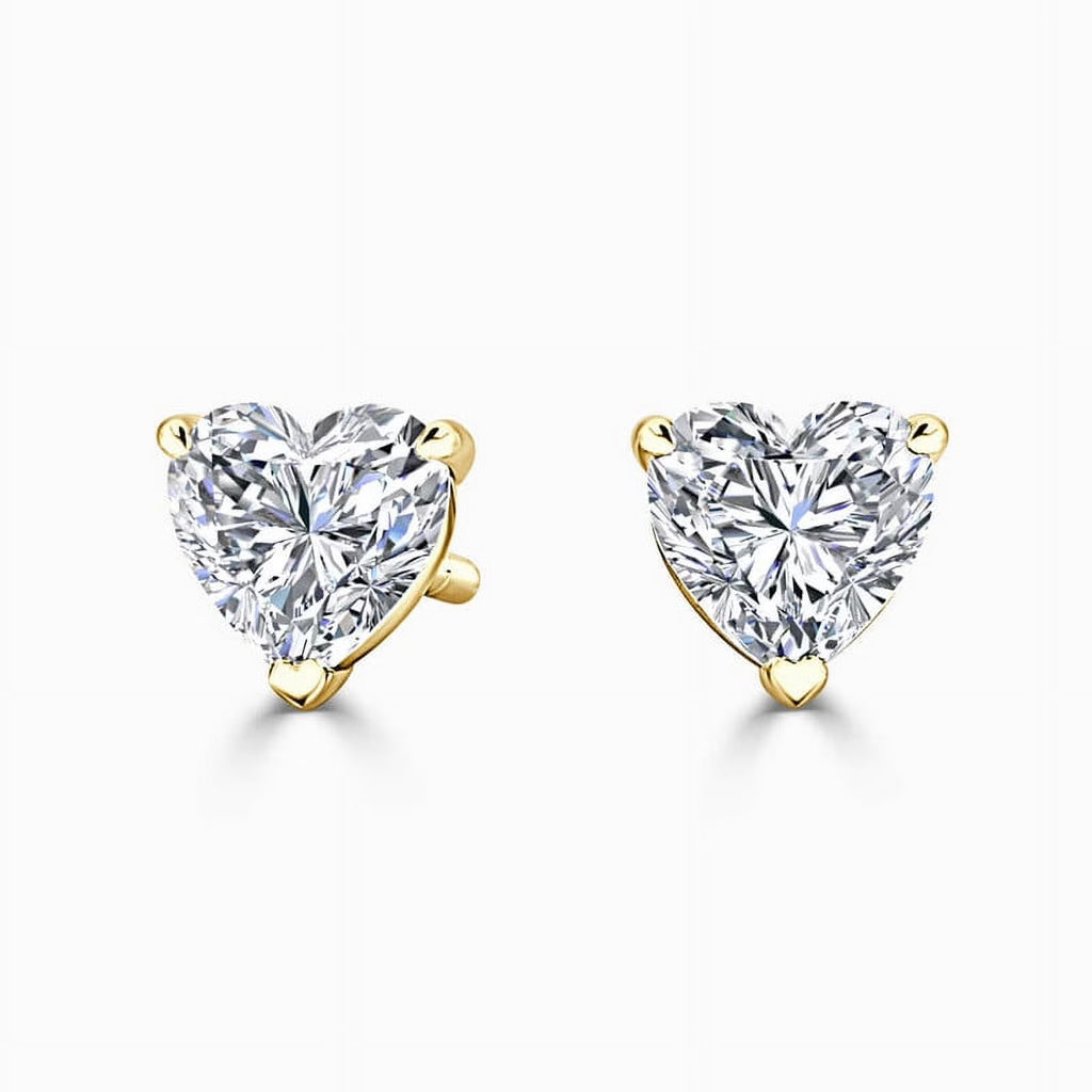 18K Yellow Gold Heart Cut Moissanite Stud Earrings H438970