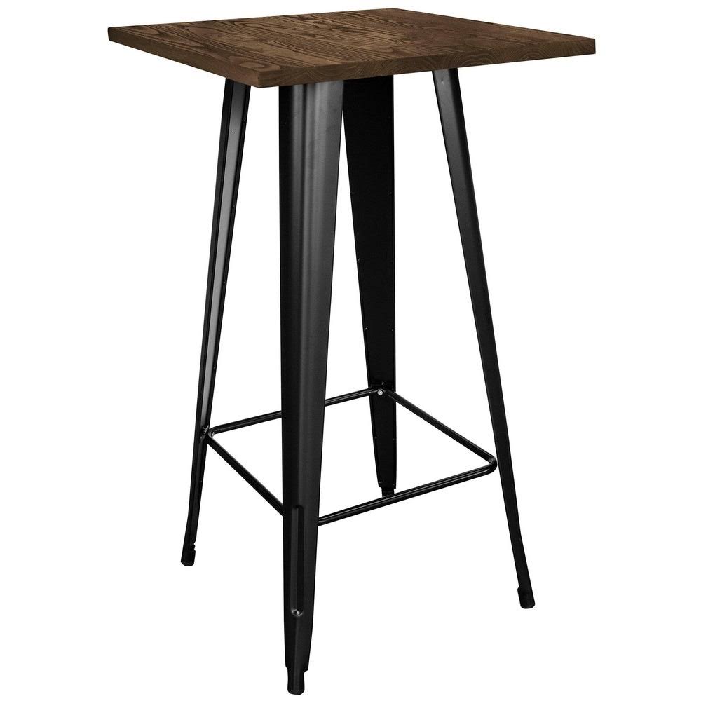 Black Metal Pub Table with Wood Top Y587