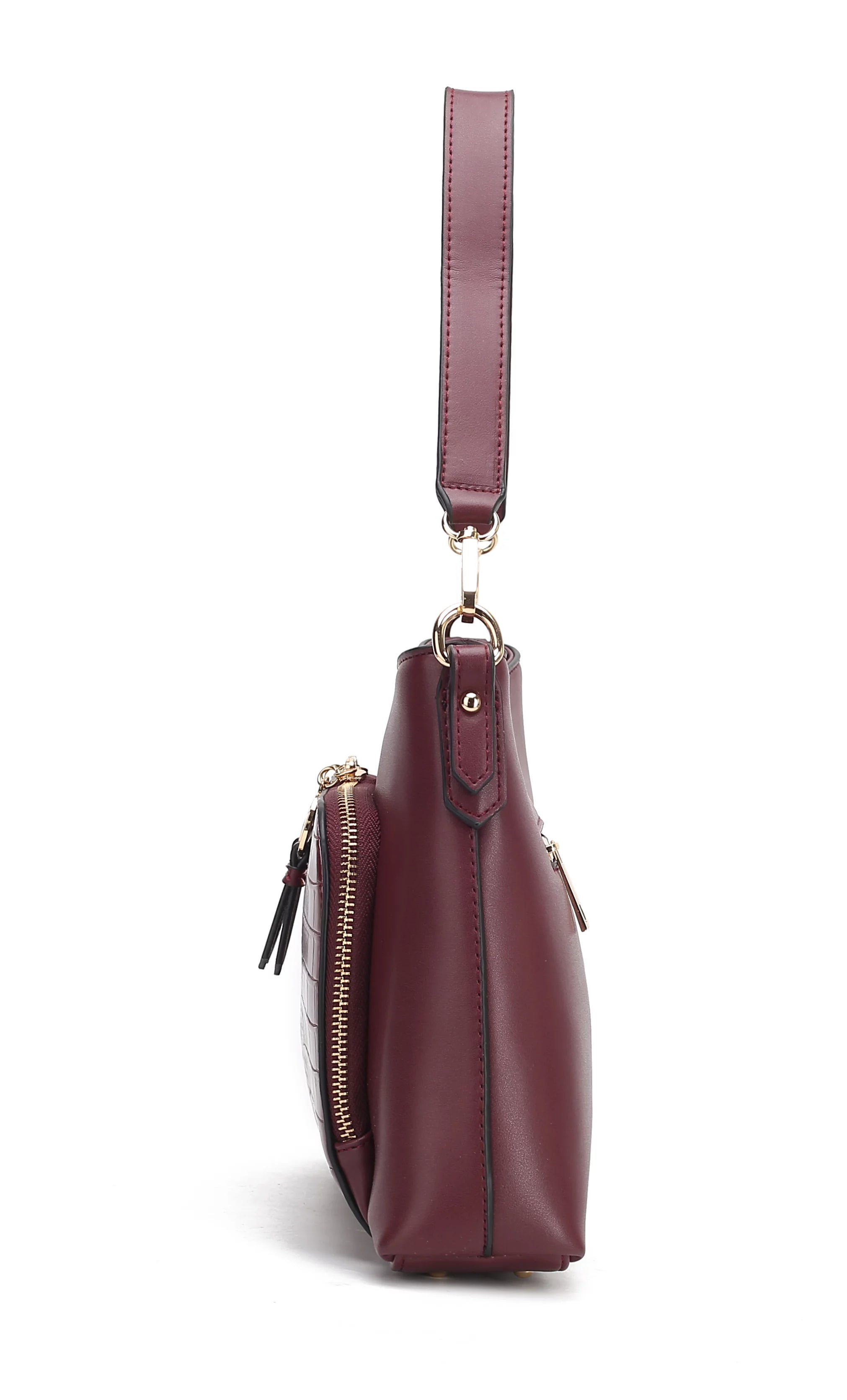 Black Vegan Leather Hobo Bag T25594