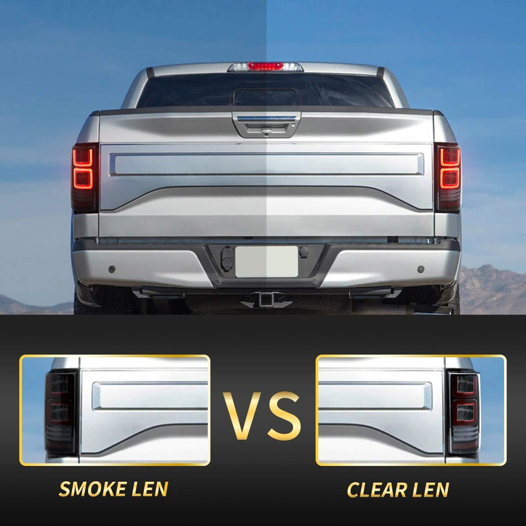 LED Projector Headlights and Clear Tail Lights with Red Turn Signal Lights for Ford F150 2018 2019 2020 L5465