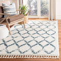 Cream / Blue Shag Rug J402