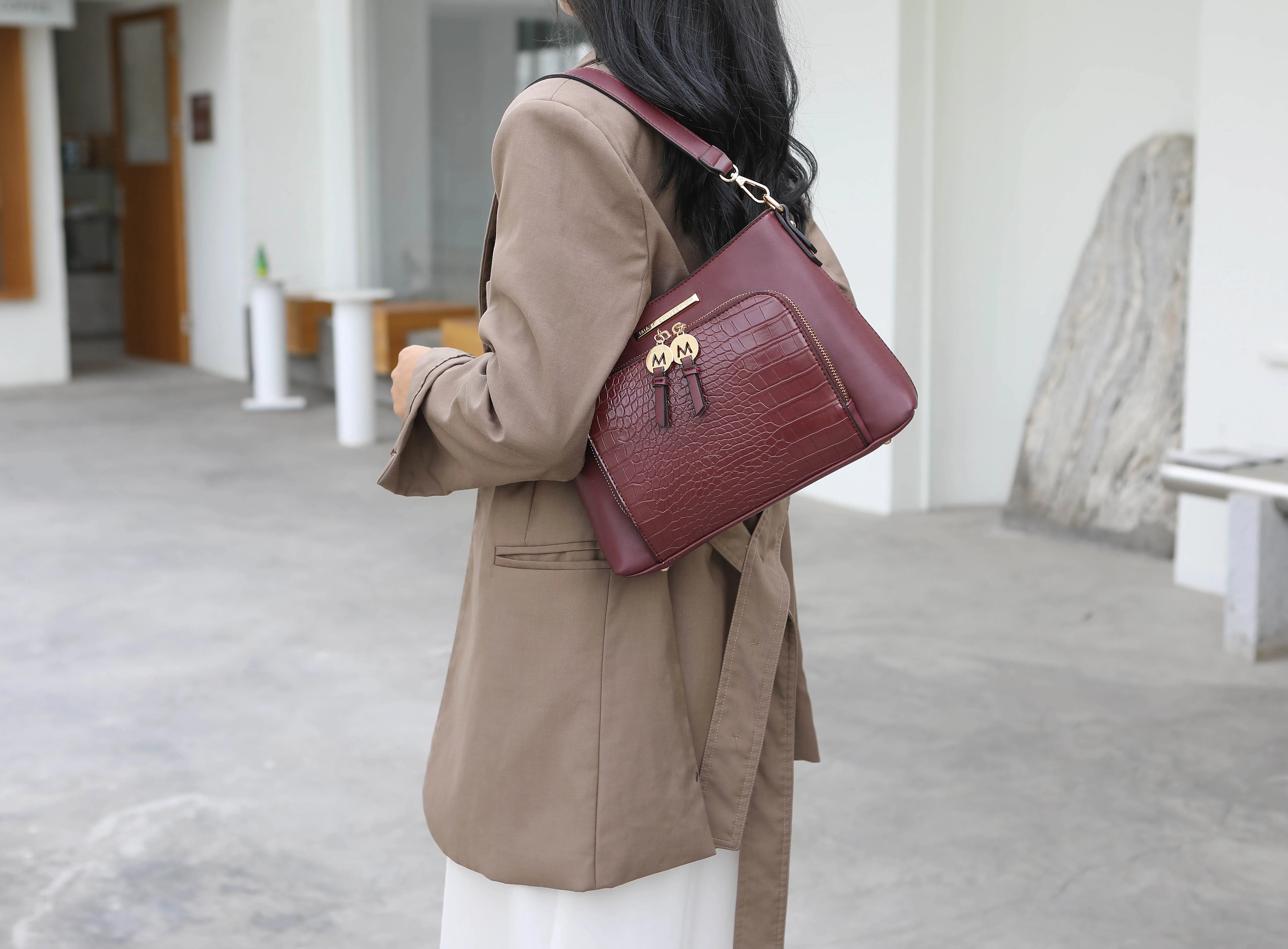 Black Vegan Leather Hobo Bag T25594
