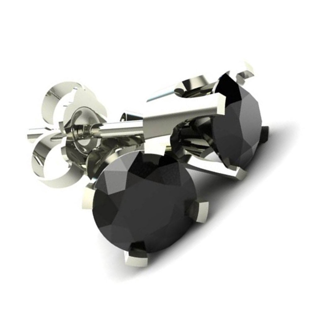 Black Diamond Stud Earrings in 14K Gold F386