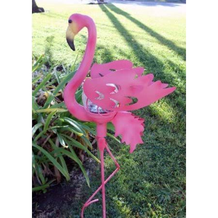 Pink Flamingo Garden Stake Glass Crackle Solar Light B139