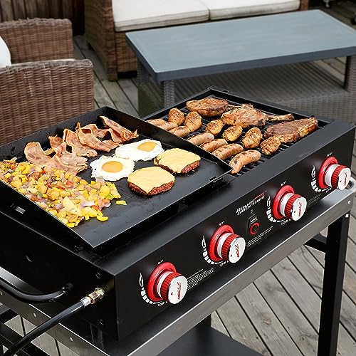4-Burner Portable Propane Gas Grill and Griddle Combo, Black V77302