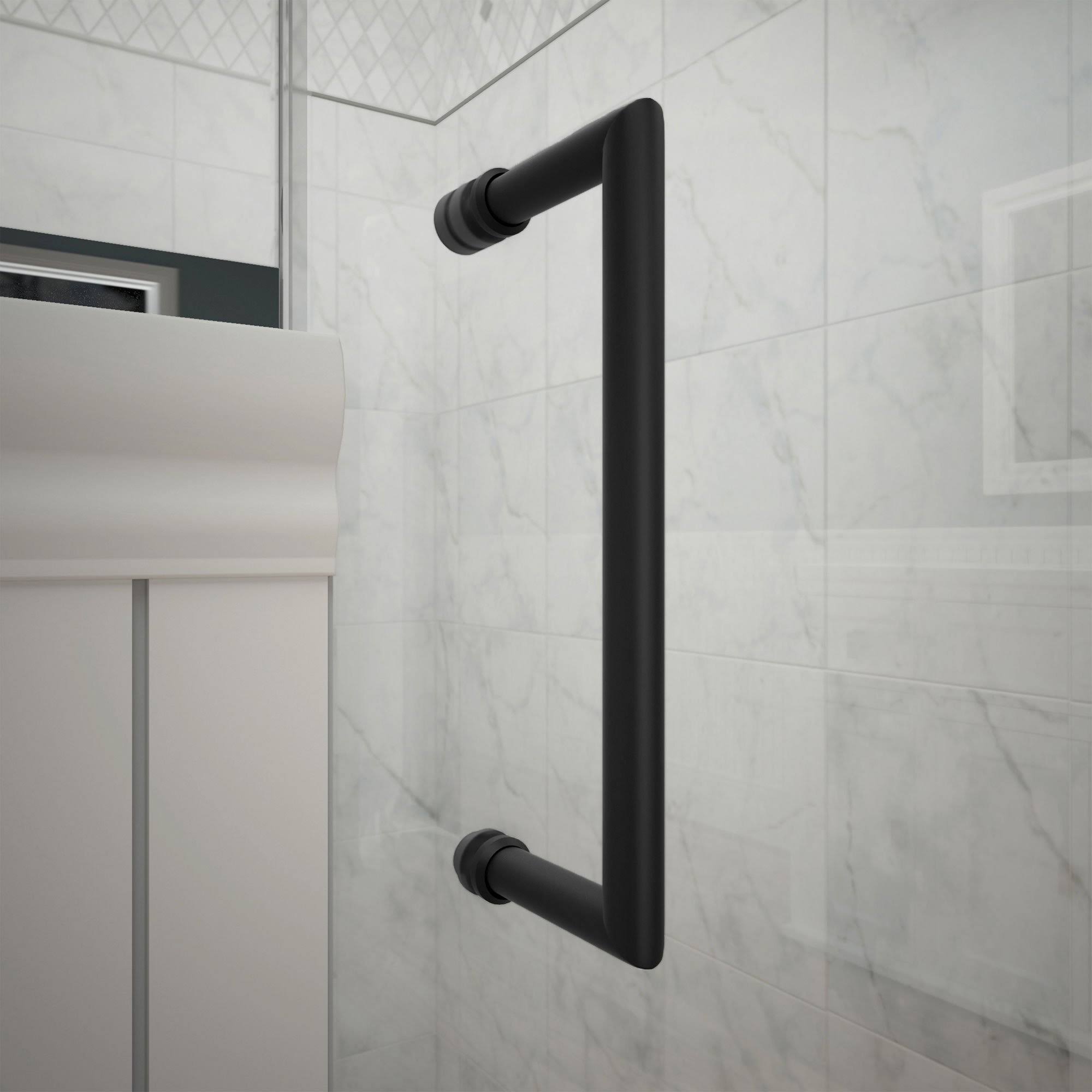 Satin Black Frameless Hinged Shower Door D251558