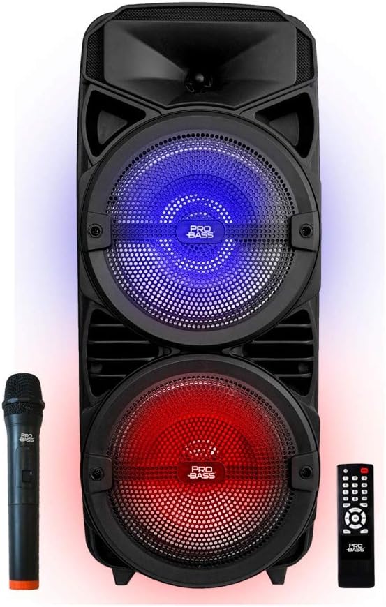 Portable Audio System with Rechargeable Battery, Bluetooth, Wireless Mic and Remote Control H970