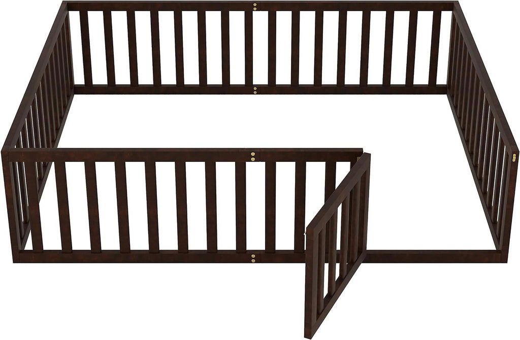 Walnut Wood Queen Floor Bed A1354