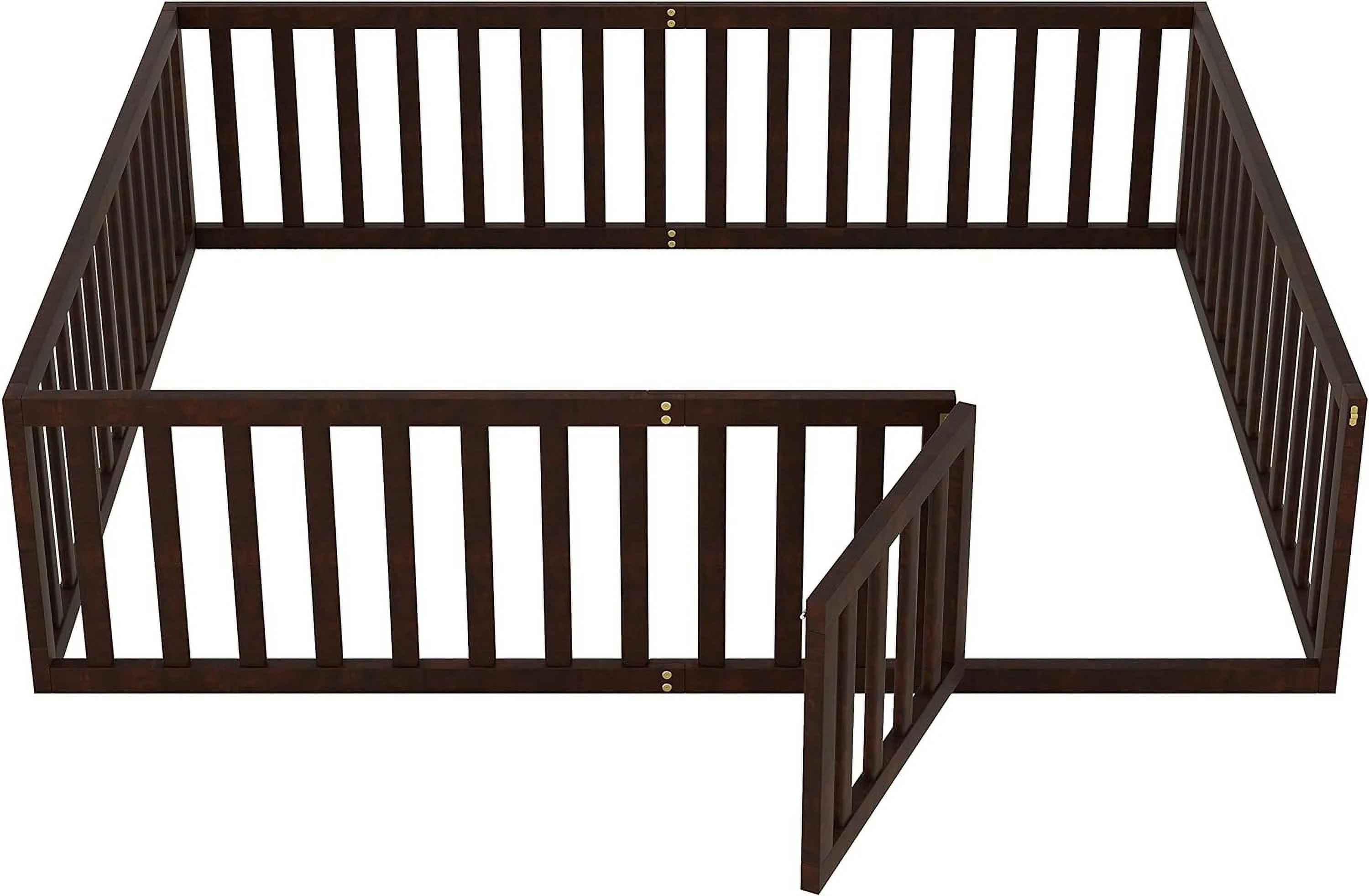Walnut Wood Queen Floor Bed A1354