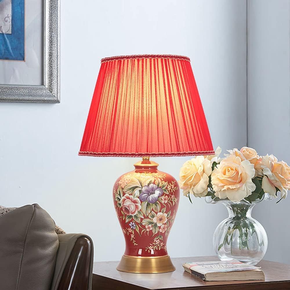 Red Glazed Ceramic Table Lamp N40820