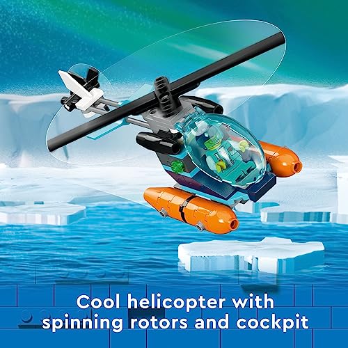 LEGO City Arctic Explorer Ship Building Toy Set with Floatable Boat, Helicopter, Dinghy, ROV Sub, Viking Shipwreck, 7 Minifigures and Orca X203208