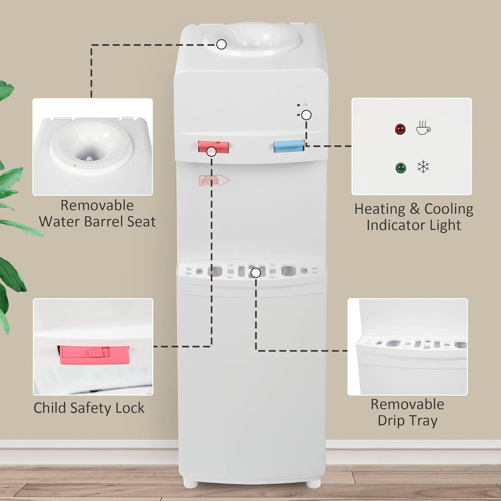 White Stainless Steel Top Loading Water Cooler Dispenser Y950277