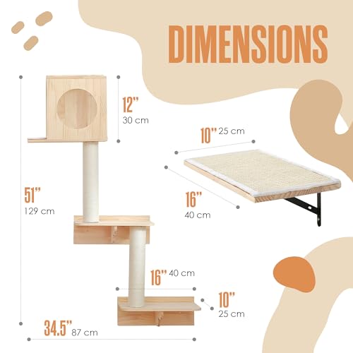 51 x 35 Inch Wall Mounted Cat Tree S786