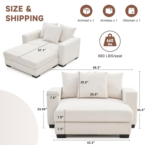 Grey Oversized Chaise Lounge with Ottoman F913204