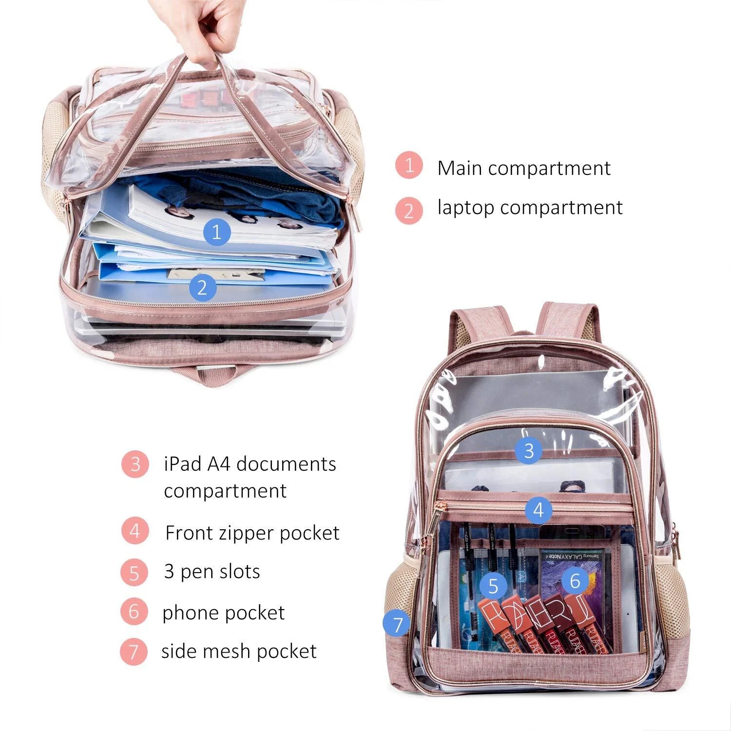 Clear Backpack Transparent Plastic Bookbags Z690685