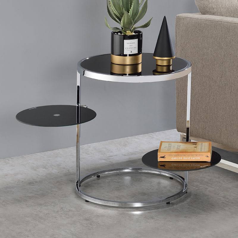 Black & Chrome Finish Side Table I8874