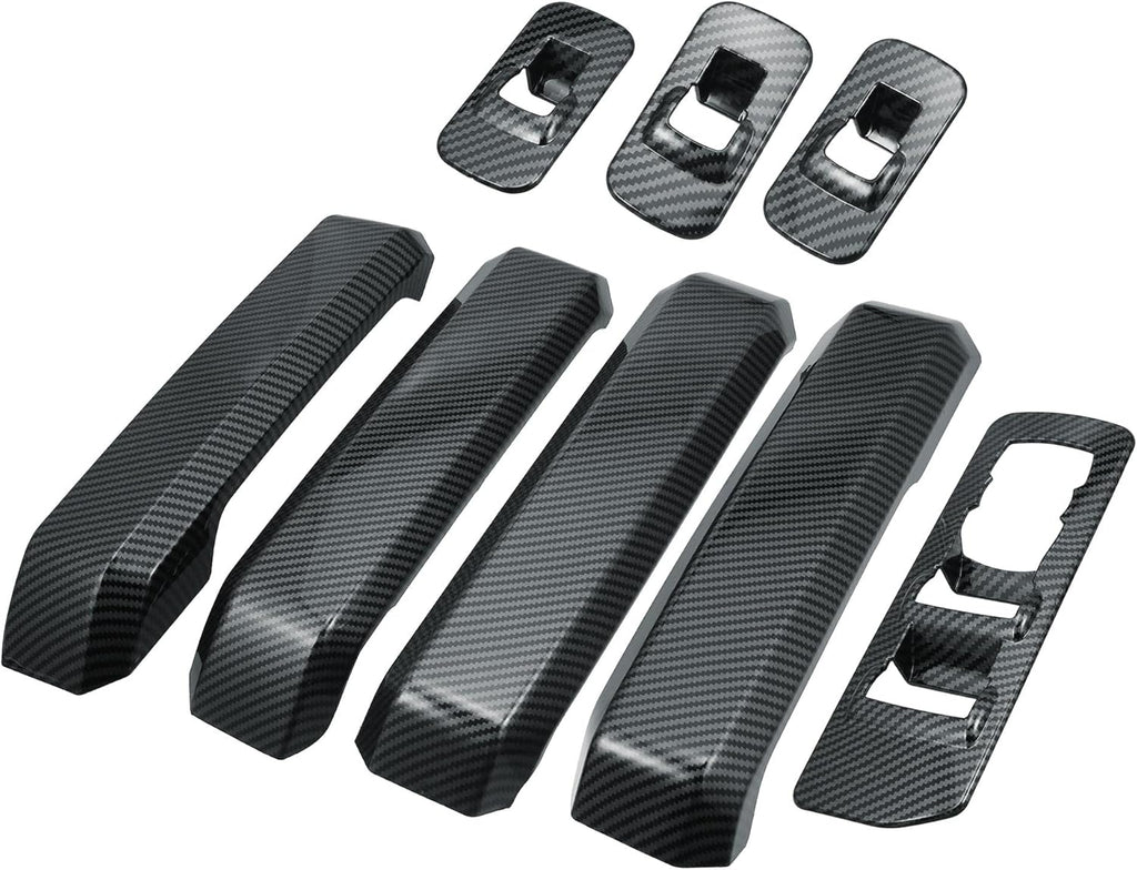 ABS Carbon Fiber Pattern Window Lift Trim Switch Panel Cover Black Pack of 2 I4145