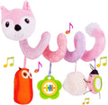 Pink Fox Plush Baby Car Seat Toys with Musical Sheep Rattles Owl Ladybird Distorting Mirror F43770