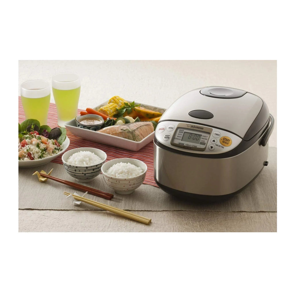 5.5-Cup Stainless Brown Rice Cooker and Warmer with Bowl and Spoon I30831