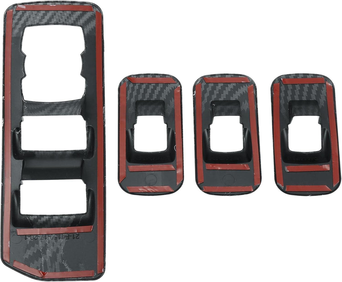 ABS Carbon Fiber Pattern Window Lift Trim Switch Panel Cover Black Pack of 2 I4145