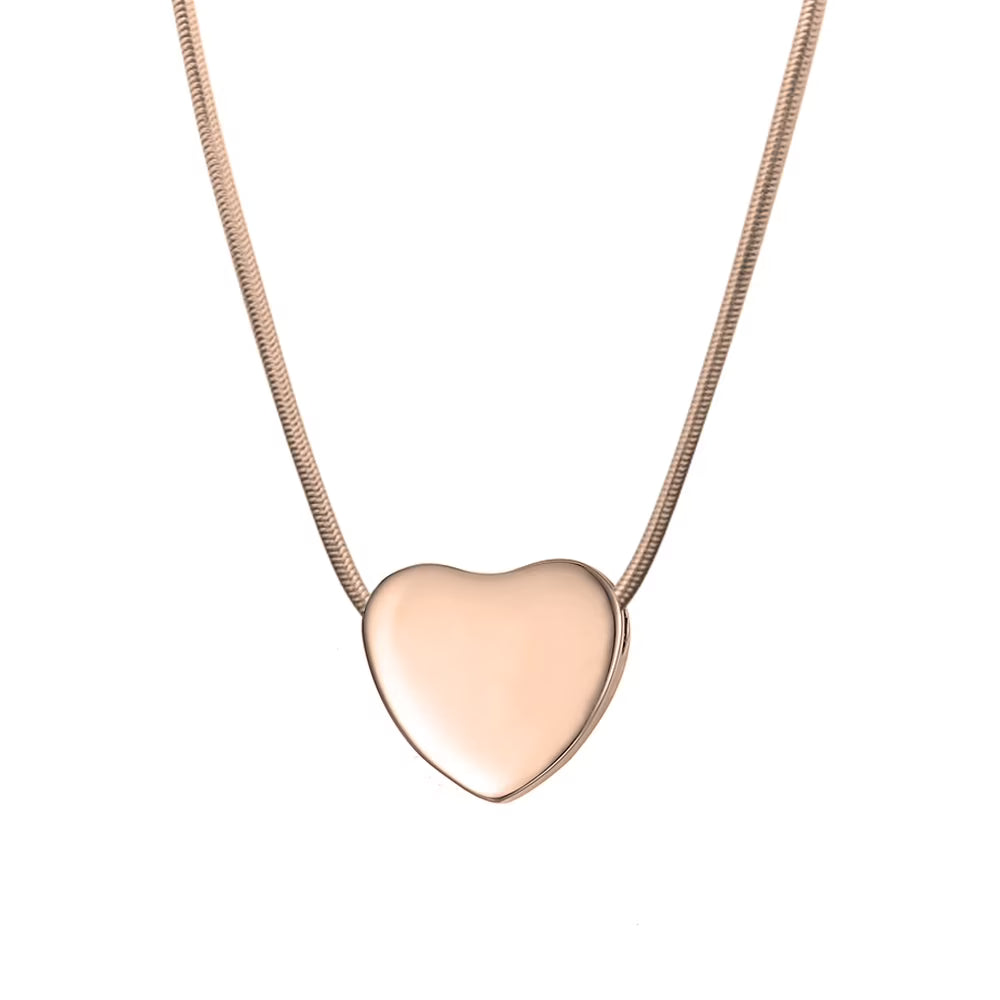 Rose Gold Heart Cremation Jewelry Necklace Urn with Velvet Jewelry Box K6988