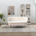 Ivory Boucle 2-Seater Loveseat Sofa with Gold Metal Legs M786