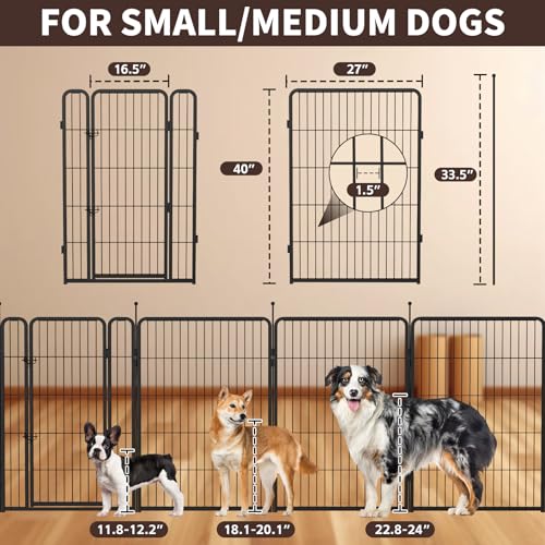 Heavy Duty Metal Dog Play Pen with Gate, 32" Height 8 Panels Z923