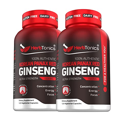 120 Capsules Korean Red Panax Ginseng 1500mg Supplement V438