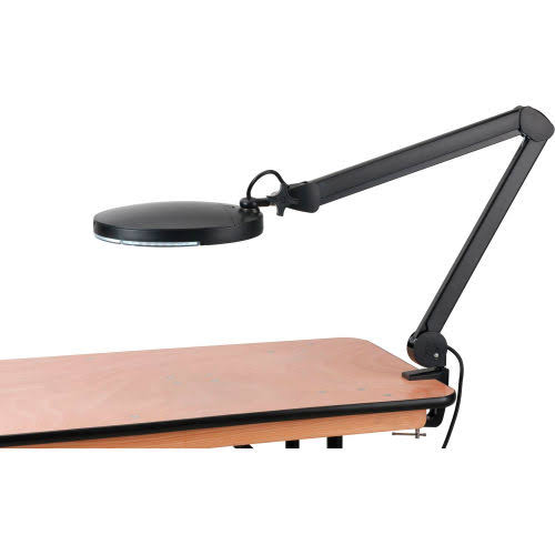 Black LED Magnifying Lamp with Covered Metal Arm B334