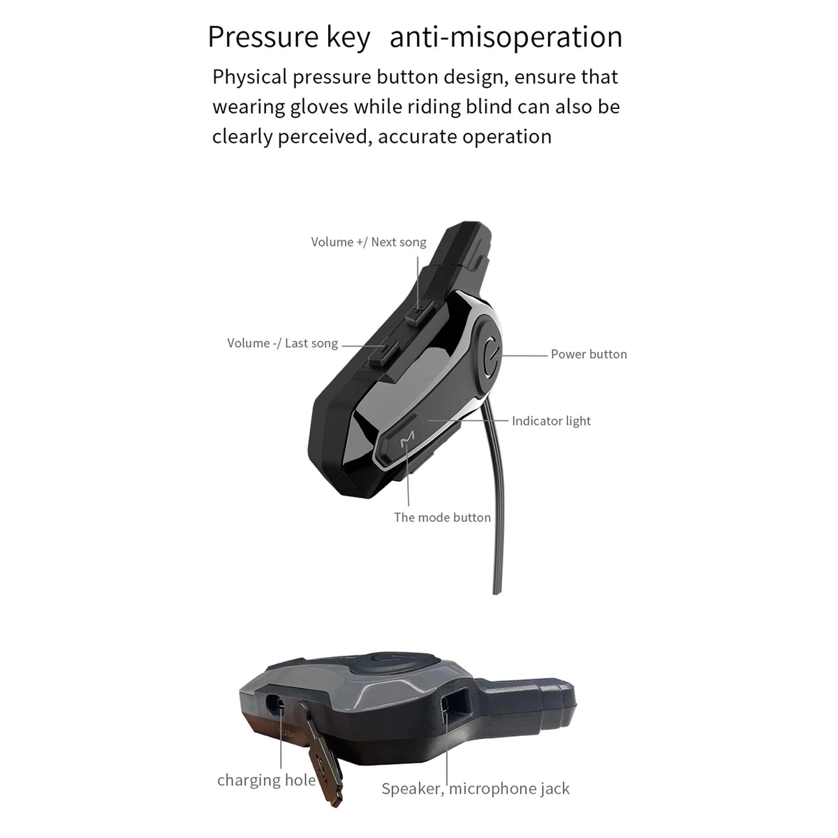 Motorcycle BT Intercom Headset Waterproof Universal Helmet Headset N499980