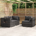3 Piece Gray Poly Rattan Corner Sofa Set with Cushions X5815
