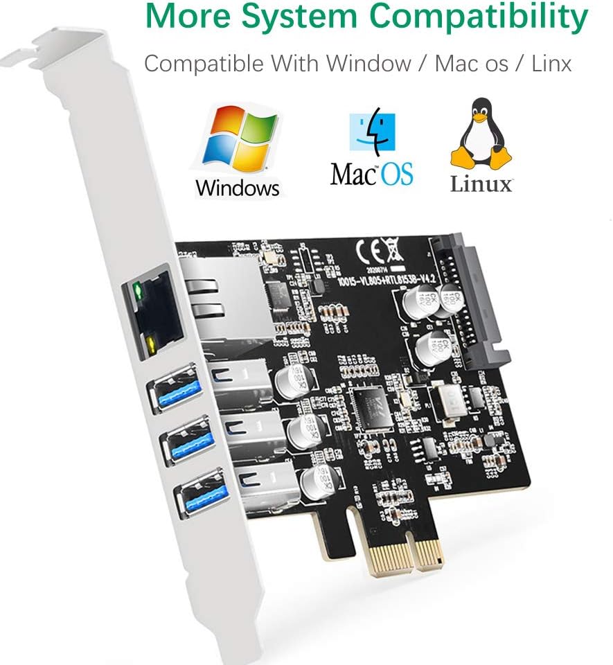 3 Ports PCI Express USB 3.0 Card with Gigabit Ethernet Ports B8230