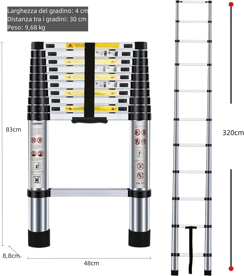3.2M Portable Aluminium Telescopic Ladder M57552
