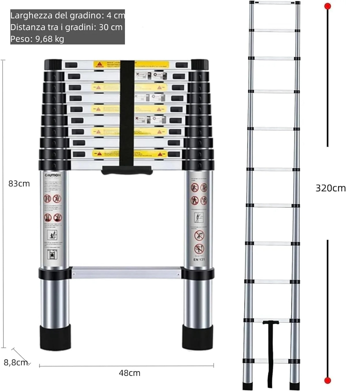 3.2M Portable Aluminium Telescopic Ladder M57552