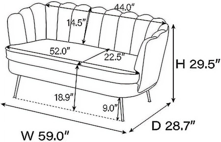 Ivory Boucle 2-Seater Loveseat Sofa with Gold Metal Legs M786