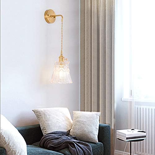 Cone Suspender Wall Light Industrial Vintage Textured Glass Shade 1 Light Cast Brass Wall Lamp Z4405