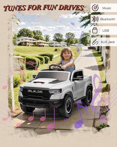 12V Licensed Ram 1500 Ride on Toy with Parent Remote Control (Black) Q92856