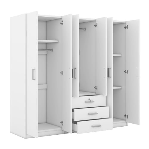 Gray 6 Door Wooden Wardrobe V596975