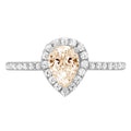 0.8ct Pear Cut Brown Morganite 18k White Gold Halo Ring Size 3.5 V4858