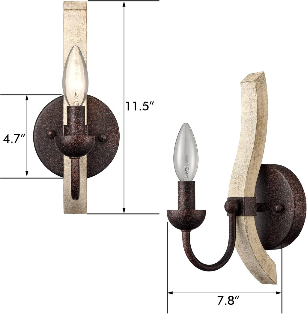 Farmhouse Wooden Wall Sconces Set of Two F1978