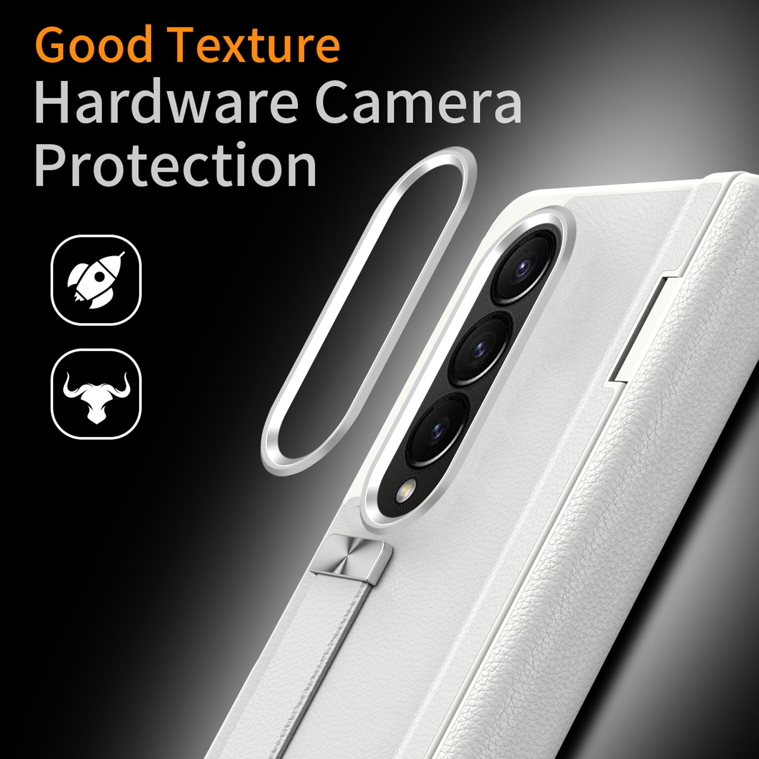 Slim White PU Leather Case for Samsung Galaxy Z Fold 4 with Tempered Glass Screen Protector W465224