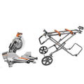 15 Amp 10 in. Dual Miter Saw with LED Cut Line Indicator with Universal Mobile Miter Saw Stand with Mounting Braces A2617