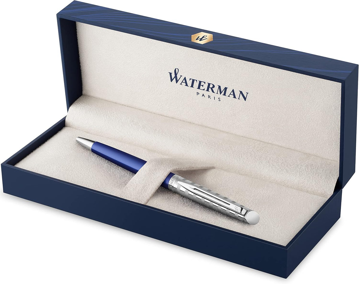 Stainless Steel Ballpoint Pen with Chrome Trim, Medium Point, Blue Ink Cartridge, Pack of 2 K766964